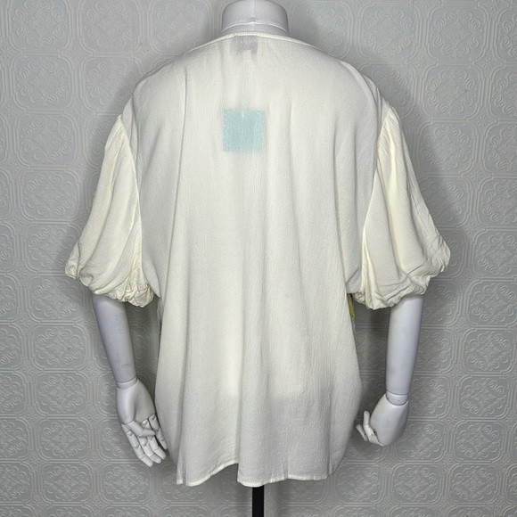 Hayden of Los Angeles | Crochet Quilted V Neck Puff Sleeve Top - Picture 6 of 11